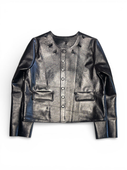 SPIKED LEATHER CARDIGAN